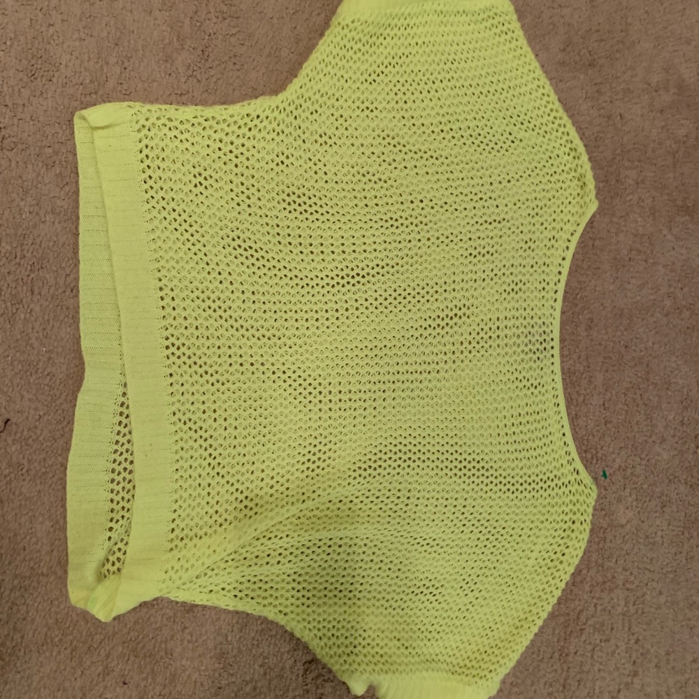 Women’s neon yellow fishnet top